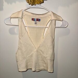 Cream Sleeveless Knit Top